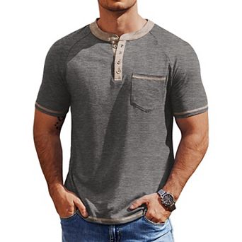 COOFANDY Mens Henley Short Sleeve Classic Lightweight Tee Shirt 4 Button Fashion T-Shirts Shirts