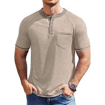 COOFANDY Mens Henley Short Sleeve Classic Lightweight Tee Shirt 4 Button Fashion T-Shirts Shirts