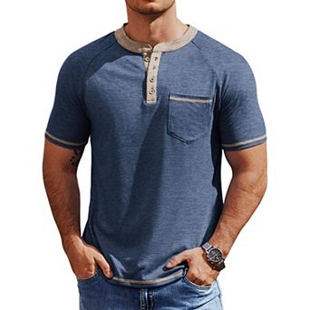 COOFANDY Mens Henley Short Sleeve Classic Lightweight Tee Shirt 4 Button Fashion T-Shirts Shirts