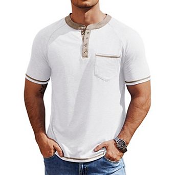COOFANDY Mens Henley Short Sleeve Classic Lightweight Tee Shirt 4 Button Fashion T-Shirts Shirts