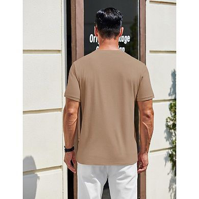 COOFANDY Men's Henley Shirts Cotton Short Sleeve Casual T-Shirt Button Henley Basic Tee Top