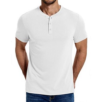 COOFANDY Men's Henley Shirts Cotton Short Sleeve Casual T-Shirt Button Henley Basic Tee Top