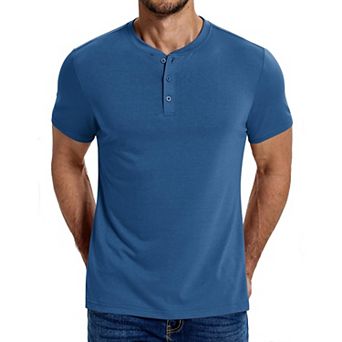 COOFANDY Men's Henley Shirts Cotton Short Sleeve Casual T-Shirt Button Henley Basic Tee Top