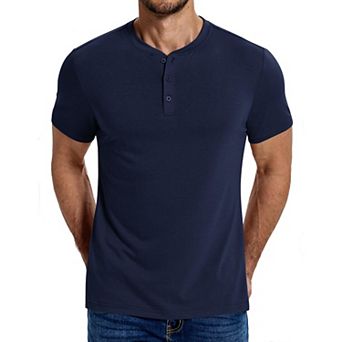 COOFANDY Men's Henley Shirts Cotton Short Sleeve Casual T-Shirt Button Henley Basic Tee Top