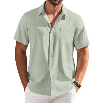 COOFANDY Men's Casual Shirts Short Sleeve Button Down Shirt for Men with Pocket Wedding Shirt