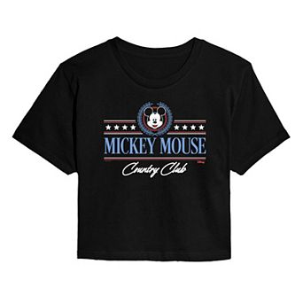 Juniors' Disney's Mickey Mouse Country Club Cropped Tee