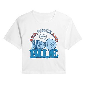 Juniors' Peanuts Charlie Brown Cropped Tee