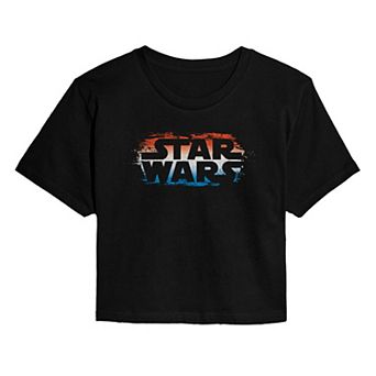 Juniors' Star Wars Americana Logo Cropped Tee
