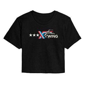 Juniors' Star Wars X-Wing Americana Logo Cropped Tee