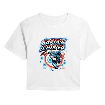 Juniors' Marvel Captain America Cropped Tee