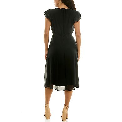 Women's Nina Leonard Sleeveless V-Neck Fit & Flare Dress