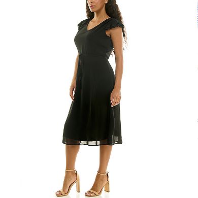 Women's Nina Leonard Sleeveless V-Neck Fit & Flare Dress