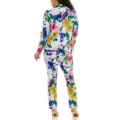 Women's Nina Leonard Floral Blazer & Pants 2-Piece Set