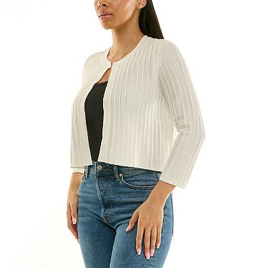 Women's Nina Leonard Vertical Ribbed Knit Bolero Sweater