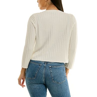 Women's Nina Leonard Vertical Ribbed Knit Bolero Sweater