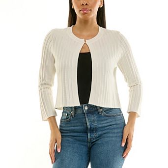 Women's Nina Leonard Vertical Ribbed Knit Bolero Sweater