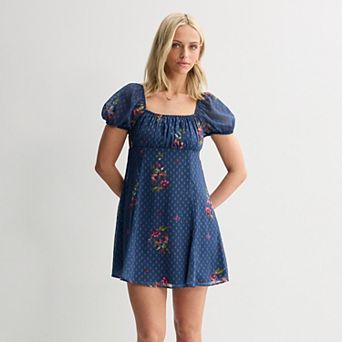 Juniors' Live To Be Spoiled Emma Bodice Puff Sleeve Dress