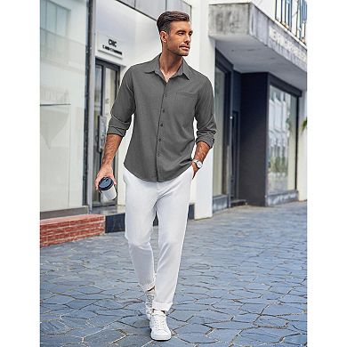 COOFANDY Mens Long Sleeve Button Down Shirts Wrinkle Free Shirts Silm Fit Fall Shirts Pocket