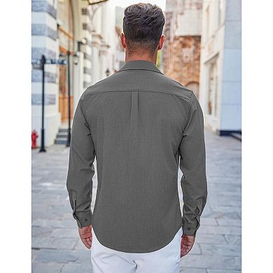 COOFANDY Mens Long Sleeve Button Down Shirts Wrinkle Free Shirts Silm Fit Fall Shirts Pocket