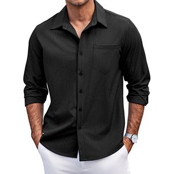 COOFANDY Mens Long Sleeve Button Down Shirts Wrinkle Free Shirts Silm Fit Fall Shirts Pocket