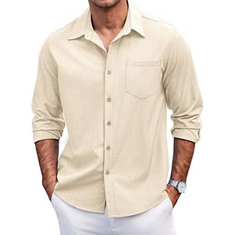 COOFANDY Mens Long Sleeve Button Down Shirts Wrinkle Free Shirts Silm Fit Fall Shirts Pocket