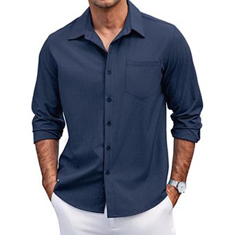 COOFANDY Mens Long Sleeve Button Down Shirts Wrinkle Free Shirts Silm Fit Fall Shirts Pocket