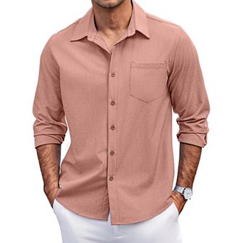 COOFANDY Mens Long Sleeve Button Down Shirts Wrinkle Free Shirts Silm Fit Fall Shirts Pocket