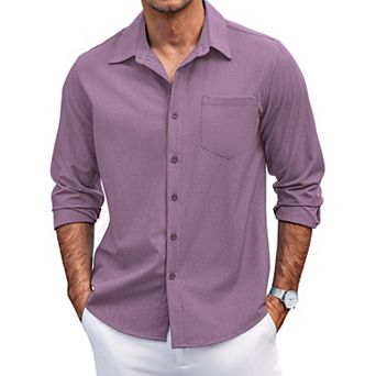COOFANDY Mens Long Sleeve Button Down Shirts Wrinkle Free Shirts Silm Fit Fall Shirts Pocket