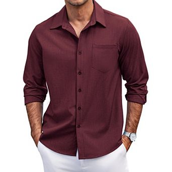 COOFANDY Mens Long Sleeve Button Down Shirts Wrinkle Free Shirts Silm Fit Fall Shirts Pocket