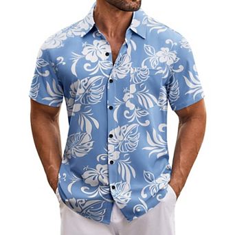 COOFANDY Men's Hawaiian Shirt Short Sleeve Casual Button Down Floral Printed Beach Shirts