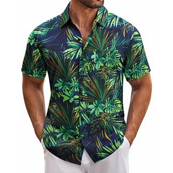 COOFANDY Men's Hawaiian Shirt Short Sleeve Casual Button Down Floral Printed Beach Shirts