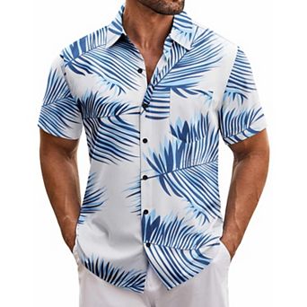 COOFANDY Men's Hawaiian Shirt Short Sleeve Casual Button Down Floral Printed Beach Shirts