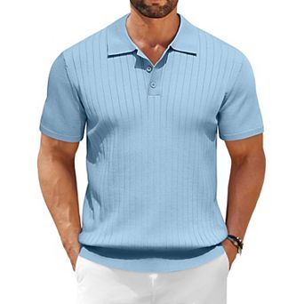 COOFANDY Mens Knit Polo Shirts Short Sleeve Golf Textured Polo Shirts Lightweight Slim Fit T Shirt
