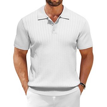COOFANDY Mens Knit Polo Shirts Short Sleeve Golf Textured Polo Shirts Lightweight Slim Fit T Shirt