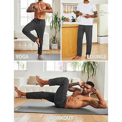 COOFANDY Sweat Pants for Men with Pockets Thin Yoga Sweatpants Open Bottom Athletic Pants