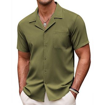 COOFANDY Men's Casual Button Down Shirts Short Sleeve Summer Beach Linen Shirts for Men