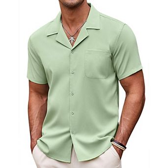 COOFANDY Men's Casual Button Down Shirts Short Sleeve Summer Beach Linen Shirts for Men