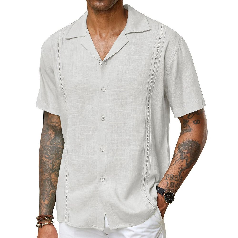 COOFANDY Men's Casual Button Down Shirts Short Sleeve Summer Beach ...