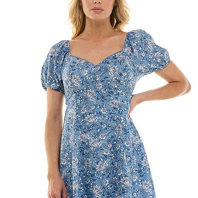 Juniors' Lily Rose Molded Cup Short Sleeve Skater Dress