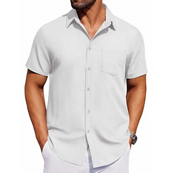 COOFANDY Men's Button Down Shirt Short Sleeve Untucked Casual Dress Shirt Wrinkle Free Denim Shirt