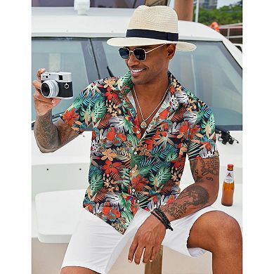 COOFANDY Men's Short Sleeve Shirts Lightweight Loose Fit Polyester Shirts Cruise Shirts