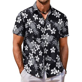 COOFANDY Men's Short Sleeve Shirts Lightweight Loose Fit Polyester Shirts Cruise Shirts