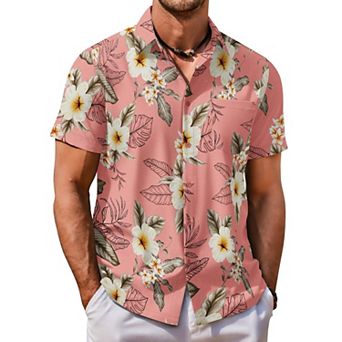 COOFANDY Men's Short Sleeve Shirts Lightweight Loose Fit Polyester Shirts Cruise Shirts