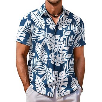 COOFANDY Men's Short Sleeve Shirts Lightweight Loose Fit Polyester Shirts Cruise Shirts