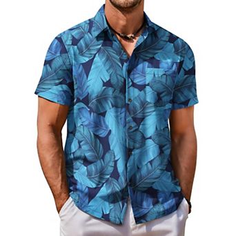 COOFANDY Men's Short Sleeve Shirts Lightweight Loose Fit Polyester Shirts Cruise Shirts