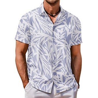 COOFANDY Men's Short Sleeve Shirts Lightweight Loose Fit Polyester Shirts Cruise Shirts