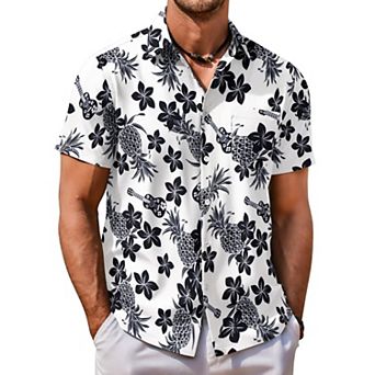 COOFANDY Men's Short Sleeve Shirts Lightweight Loose Fit Polyester Shirts Cruise Shirts
