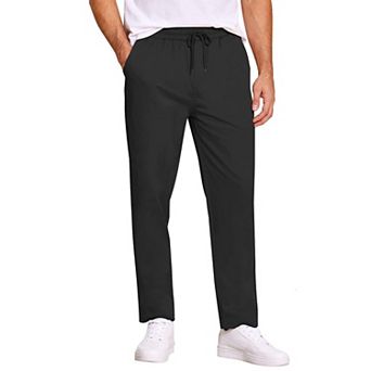 COOFANDY Mens Casual Cotton Pants Fit Elastic Waist Drawstring Twill Pants Straight Chino Pants