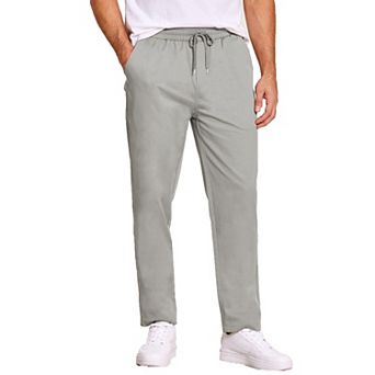 COOFANDY Mens Casual Cotton Pants Fit Elastic Waist Drawstring Twill Pants Straight Chino Pants