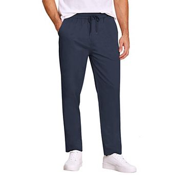 COOFANDY Mens Casual Cotton Pants Fit Elastic Waist Drawstring Twill Pants Straight Chino Pants